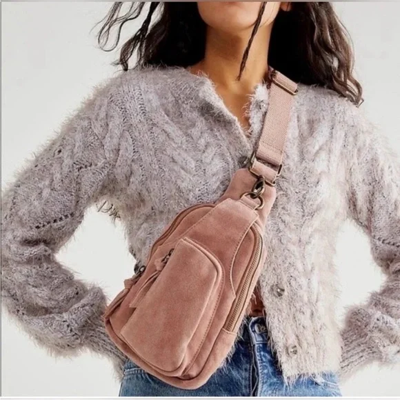 Free people Hudson sling bag dusty mauve pink new without tags never used - Picture 3 of 15